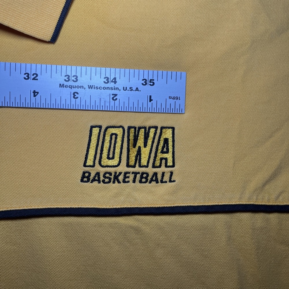 Cutter & Buck Men's VTG SZ XXL Short Sleeve Yellow Polo Iowa Basketball Logo - Picture 10 of 16